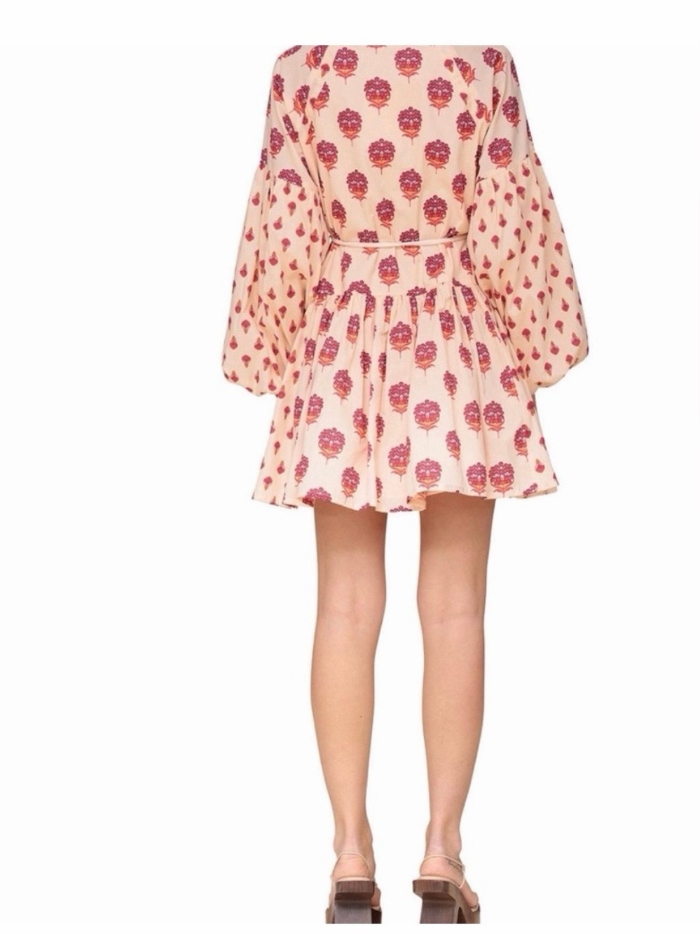 Avec Les Filles Floral Mini Dress Boho Peasant Tassel Tie Waist Size 6 - Picture 3 of 10